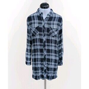 Beach Lunch Lounge | Black And White Soft Flannel Button Down Dress Size Medium